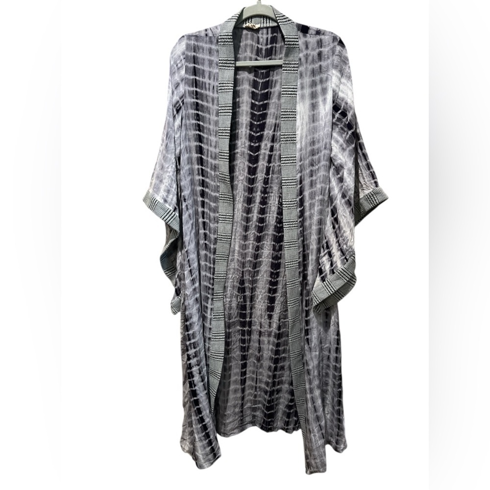 POL Maxi KimonoGipsy Boho Oversized size S Gray and White
